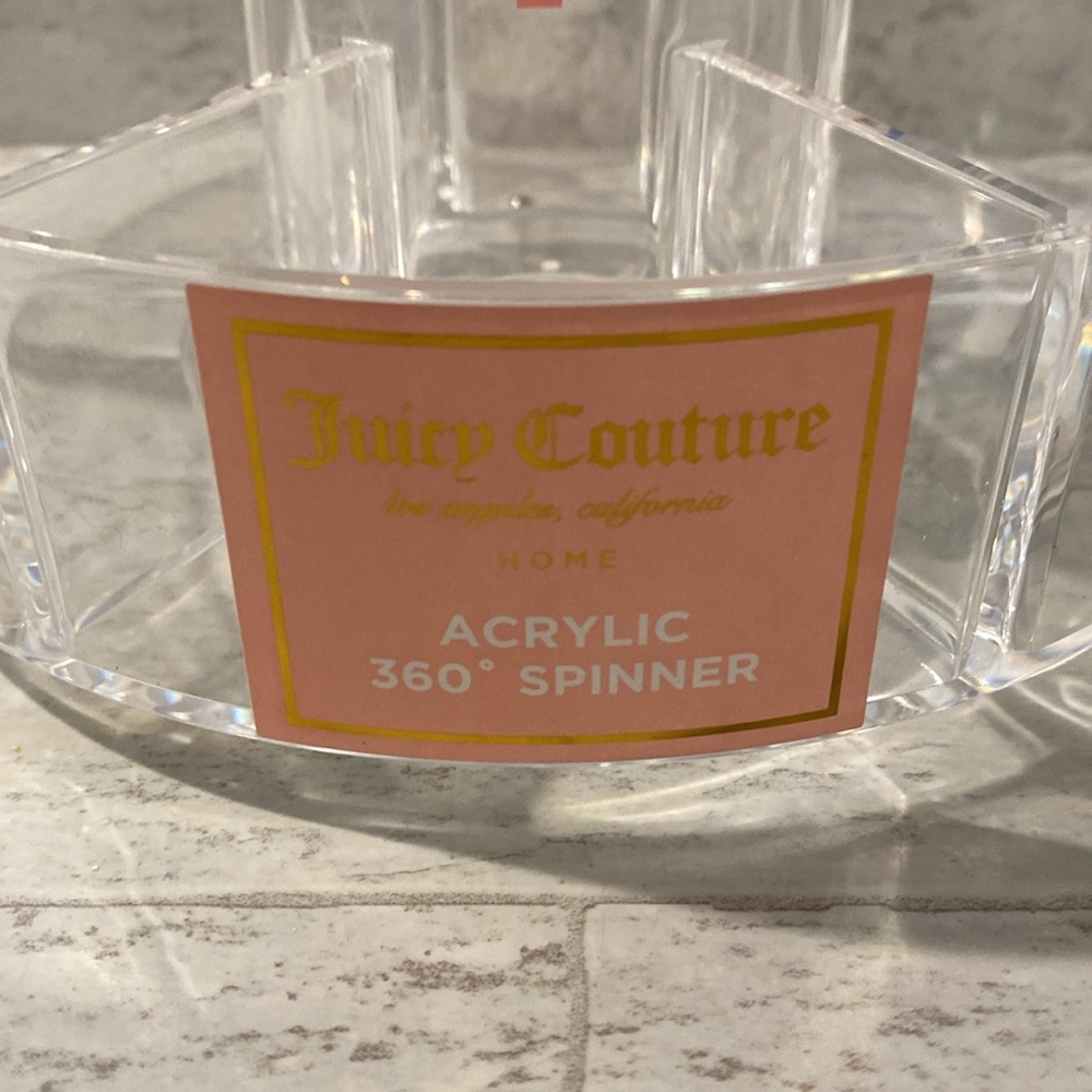 Juicy Couture Home Cherry Hearts Print Acrylic 360 Spinner Cosmetics Holder - Picture 4 of 10